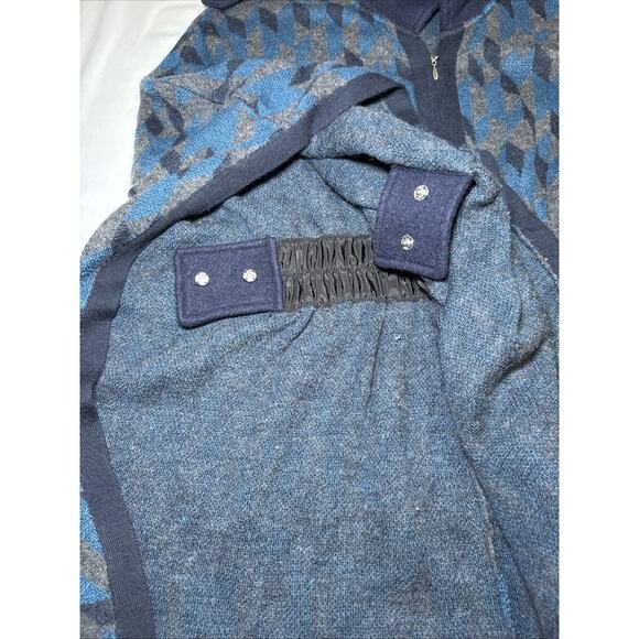 Heather B Poncho Womens Lg Wool Blend Blue Gray Full Zip Knit Sweater Cape EUC - Picture 11 of 16
